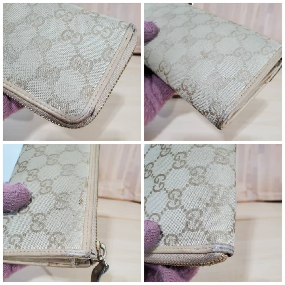 Authentic GUCCI Calfskin Monogram Zip Around Wallet Tan - Picture 6 of 8